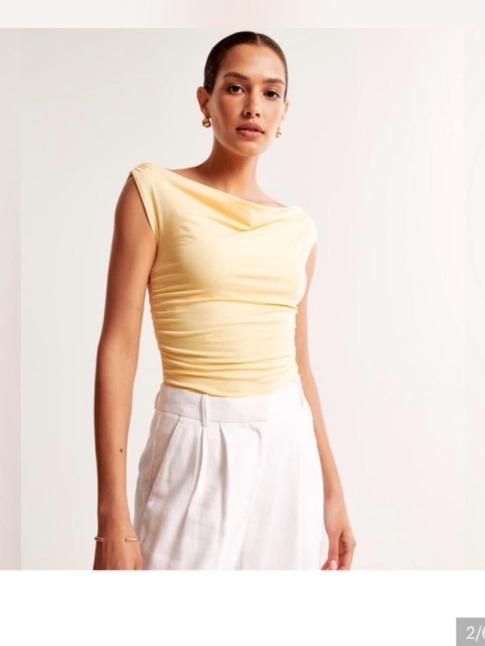 Abercrombie Women's Yellow off the shoulder top